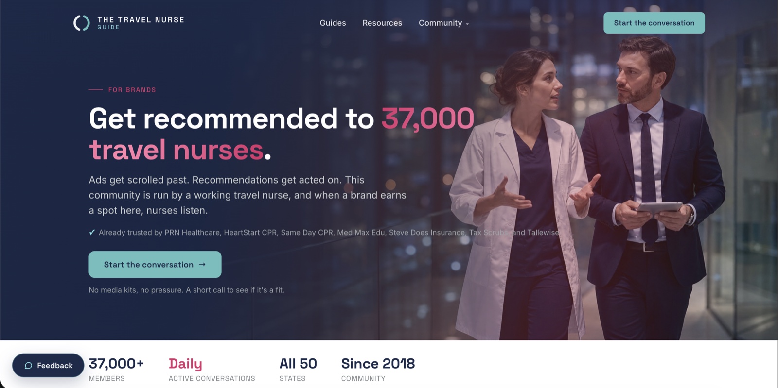 Traveling Nurse — website screen