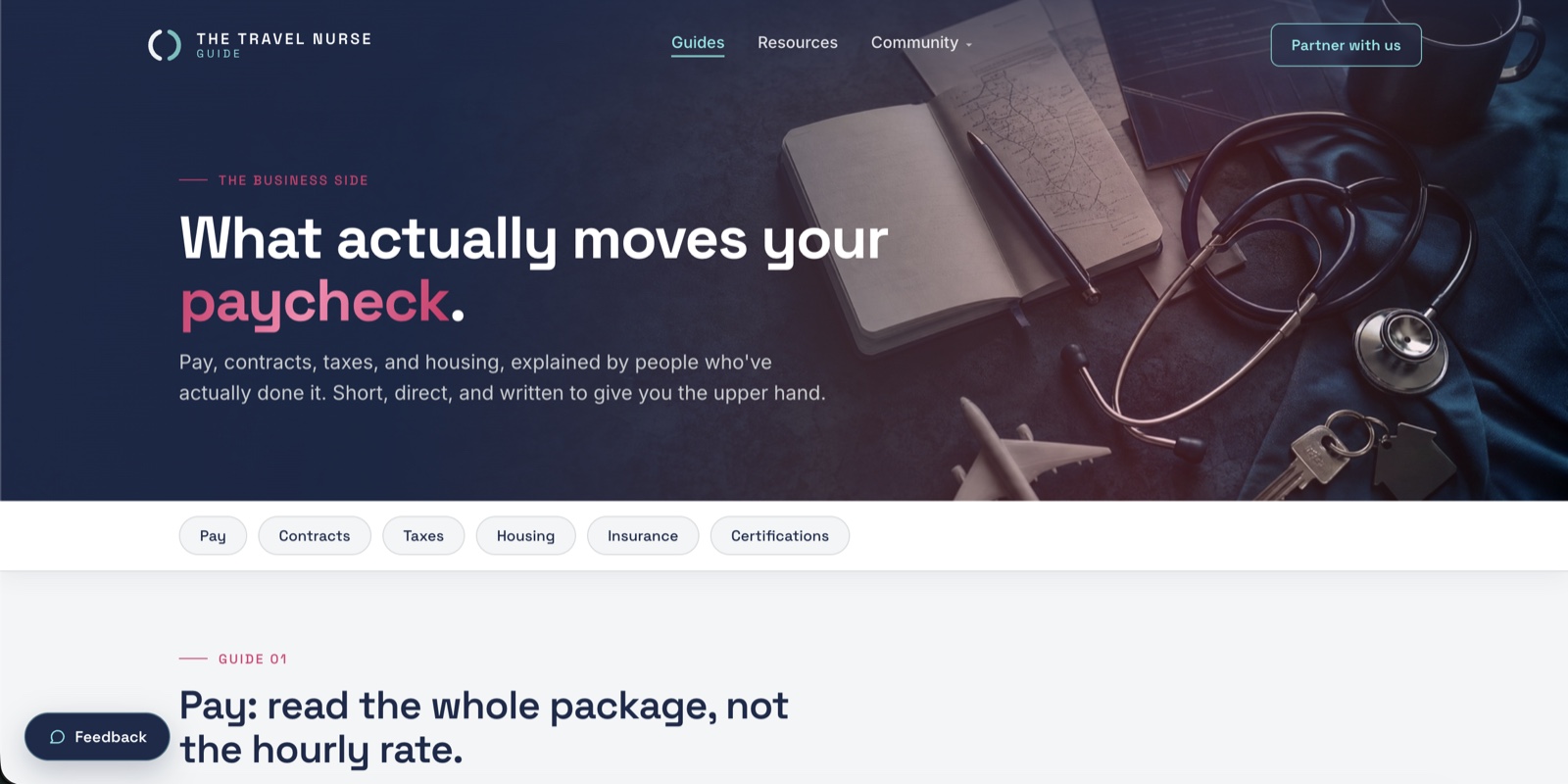 Traveling Nurse — website screen
